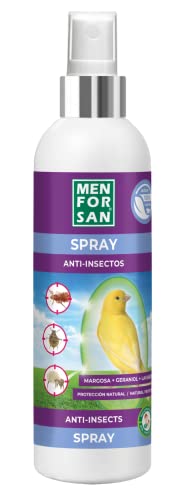 MENFORSAN, Spray Anti-Insectos con Margosa, Geraniol y Lavandino para Aves, Protege a tu pÃ¡jaro de Cualquier Insecto, 250 ml