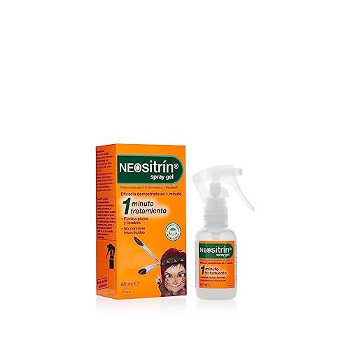 Neositrin Spray Gel - Elimina 100% piojos y liendres en 1 minuto y en 1 aplicaciÃ³n - No contiene insecticidas - Para uso diario a partir de 1 aÃ±o - 60ml, Blanco