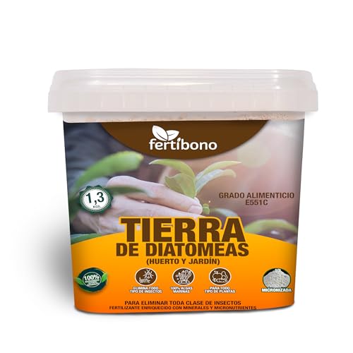 FERTIBONO Tierra de Diatomeas Micronizada, (1,3 kg), Protector Natural contra Plagas para Plantas, Gallinas y Control de Chinches