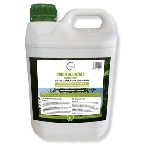 GREEN GOF Purin de Ortiga, 5L. Insecticida, Fungicida, Acaricida para el Control de Hongos y para Corregir la clorosis fÃ©rrica. OrgÃ¡nico y 100% Natural. Curativo y Preventivo.