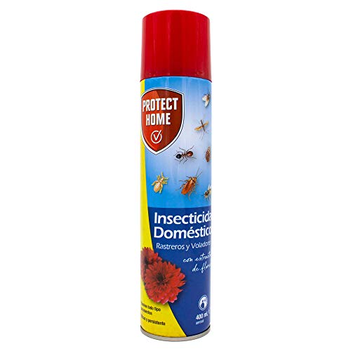 Insecticida dom茅stico para el control de insectos voladores y rastreros, ideal para interiores con extracto de flores