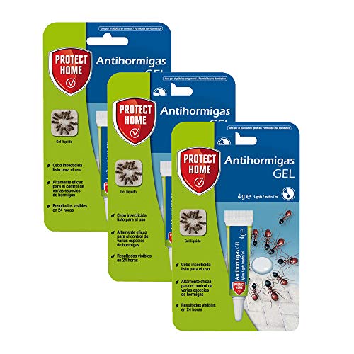 Protect Home Antihormigas cebo en gel contra hormigas para interiores, r谩pida acci贸n y altamente atractivo, 4g (Pack de 3), Azul