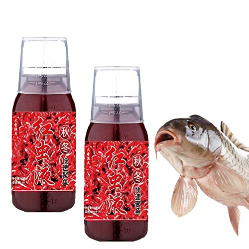 Zinbole Cebo líquido de Gusano Rojo de 100 ml, aditivo de Pescado con Olor a Pescado, cebos de señuelos de Pesca concentrados,BAI de Pesca con Olor Atractivo de Alta concentración (2 PCS)