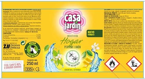 CASA JARDIN | Insecticida Aerosol | AcciÃ³n InstantÃ¡nea| Hogar Libre de Insectos | Perfume Cocktail CÃ­trico | Contenido 250 ml
